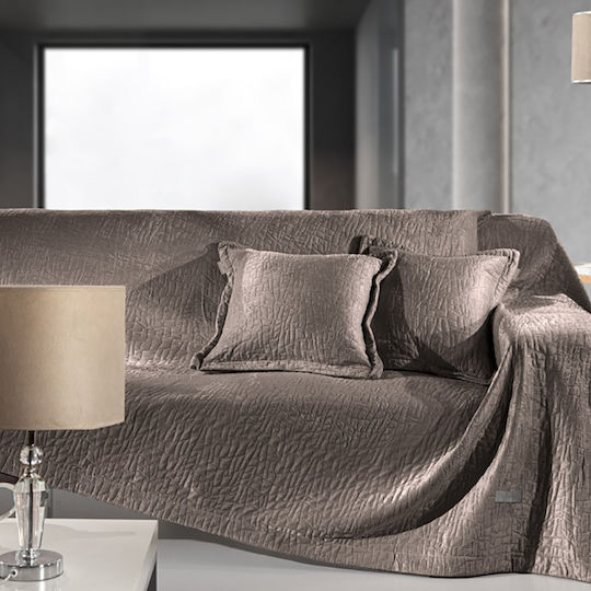 Guy Laroche Avon Ριχτάρι Τριθέσιου Καναπέ Βελουτέ 170x300εκ. Choco με Μαξιλαροθήκη 1133086222026