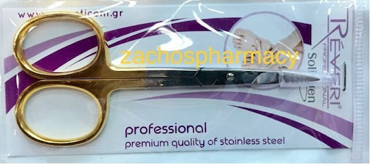 Reveri Nail Scissors Stainless With Curved Tip Professional Gold 1 Piece