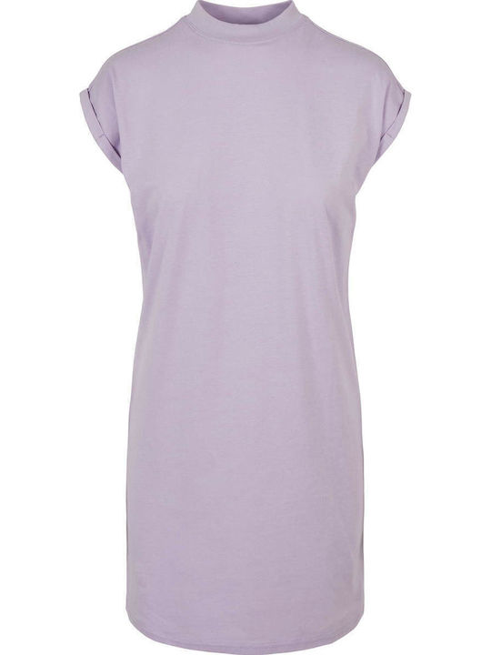 Summer Mini Athletic T-Shirt Dress Short Sleeve Purple