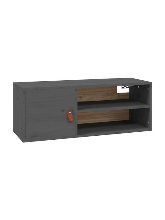 Wall-Mounted Living Room Cabinet Made of Solid Wood Natural Grey 80x30x30cm