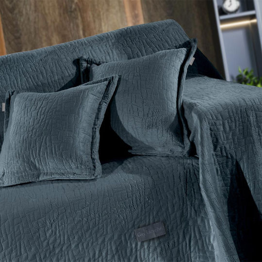 Guy Laroche Avon Cuvertură Pentru Canapea 3 Locuri Catifea 170x300cm Verde Smarald Cu Față De Pernă