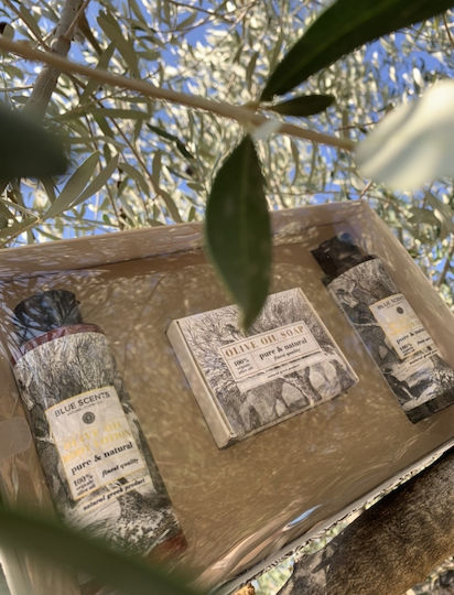 Blue Scents Olive Oil Hautpflegeset für Feuchtigkeitsspendend & Reinigung Körperreinigung 3Stück