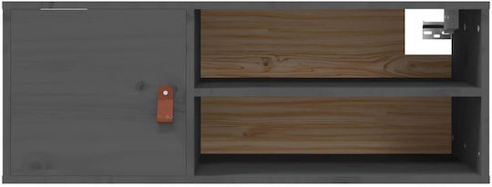 Dulap Suspendat pentru Sufragerie din Lemn Masiv Natural - Gri 80x30x30cm