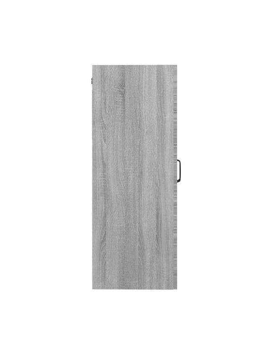Floor-standing Living Room Display Cabinet made of Particleboard with Glass Gray 69.5x34x90cm