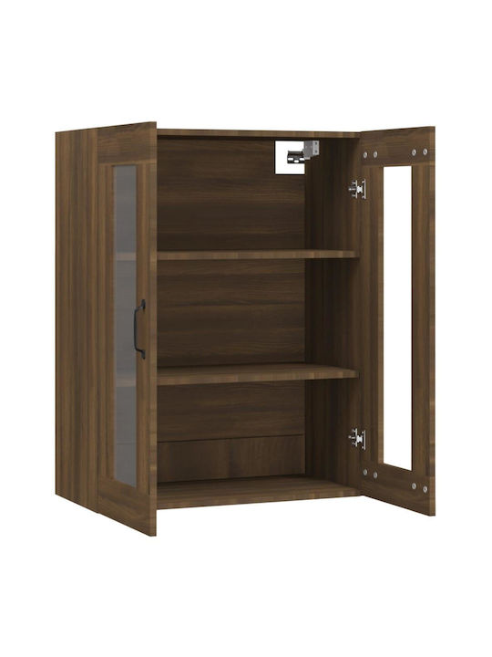 Floor-standing Living Room Display Cabinet made of Particleboard with Glass Oaks 69.5x34x90cm