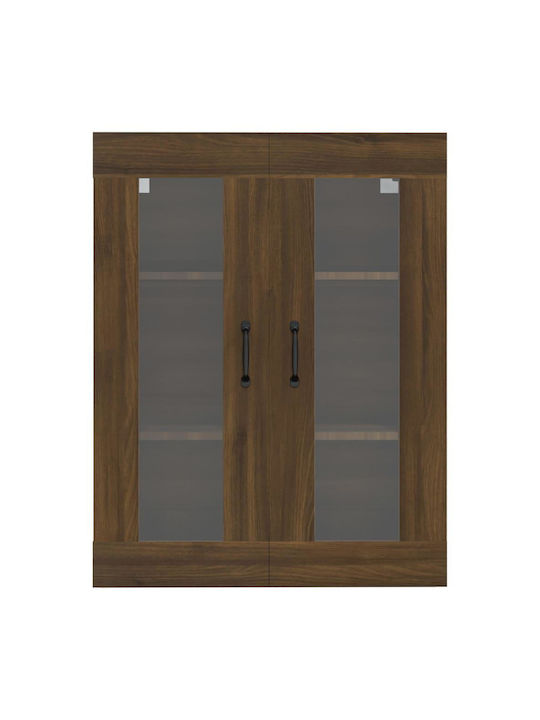 Floor-standing Living Room Display Cabinet made of Particleboard with Glass Oaks 69.5x34x90cm