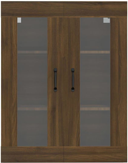 Living Room Display Cabinet Made of Particle Board with Windowed Oak 69.5x34x90cm