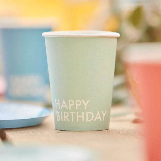 Ginger Ray Happy Birthday Ποτήρι για Party 8τμχ