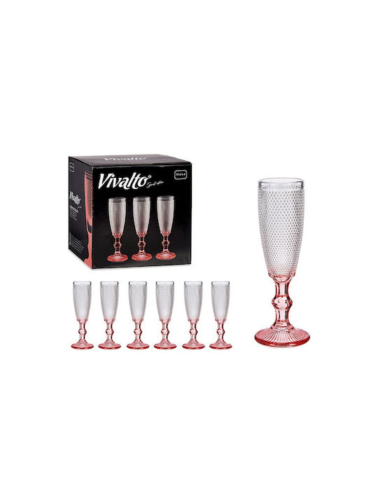 Set Gläser Champagner aus Glas Mit Stiel 180ml 6Stück