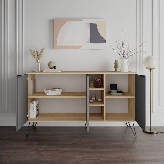Sideboard Flynn Wooden GP037-0004.1 Beech / Anthracite 142x35.6x83cm