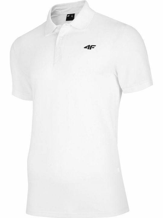 4F Herren Sportliches Kurzarmshirt Polo Weiß