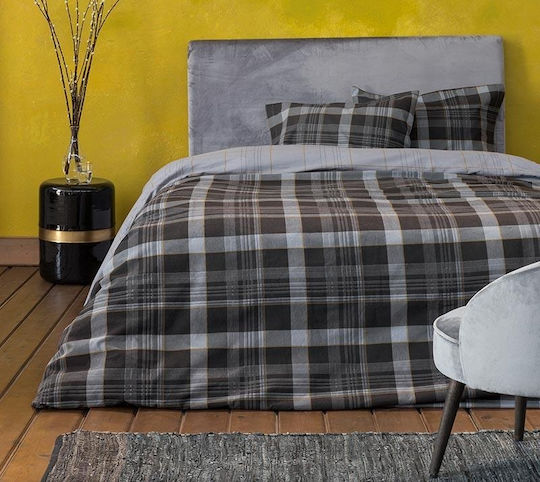 Nima Duvet Cover Set Flannel Single with Pillowcase 160x240 Noit Dark Gray