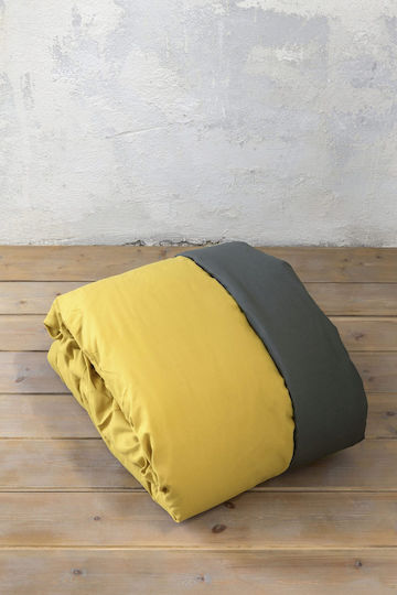Nima Duvet Cover Set Queen with 2 Pillowcases 220x240 Abalone Dark Gray-Mustard Beige