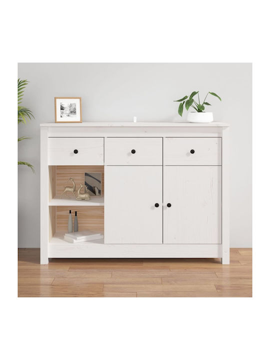 Sideboard made of Solid Wood with Drawers Natural - White 100x35x74cm