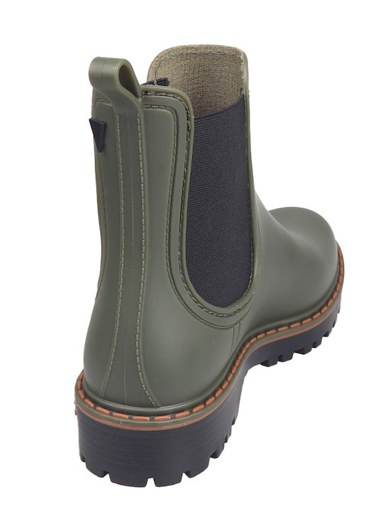 Gaudi Κοντές Γυναικείες Γαλότσες Khaki/Black
