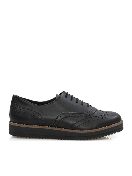 315 Γυναικεία Flatform Oxfords σε Μαύρο Χρώμα