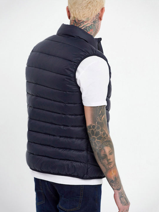 Funky Buddha Men's Sleeveless Puffer Jacket Navy Blue