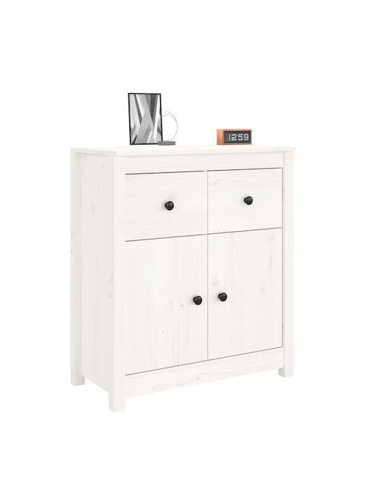 Bufet din Lemn Masiv cu Sertare Alb 70x35x80cm