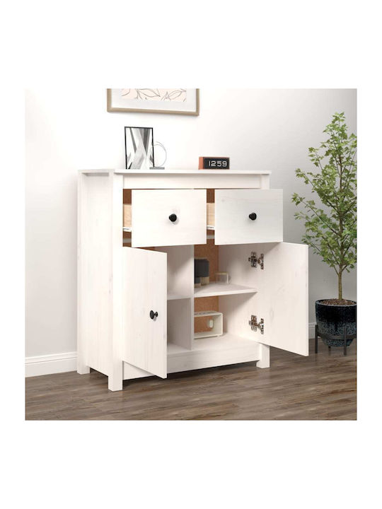Bufet din Lemn Masiv cu Sertare Alb 70x35x80cm