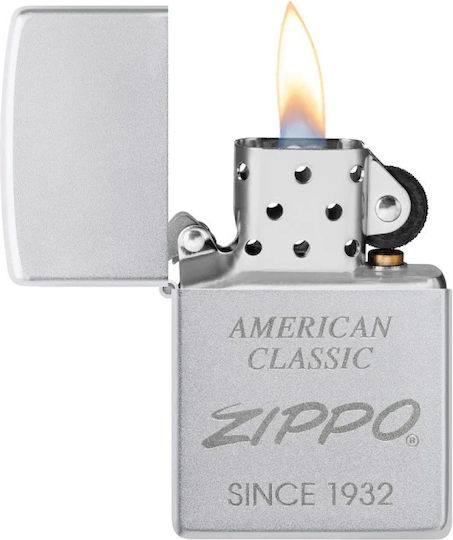 Zippo Amerikanisches Winddichtes Feuerzeug Flamme in Silber Farbe