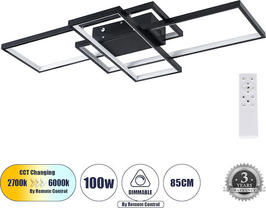 GloboStar Quadra Таванно осветление 85бр Черен с Вграден LED и Дистанционно Управление