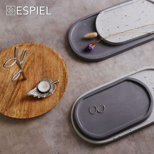 Espiel Σετ Διακοσμητικές Πιατέλες Στρογγυλές Ξύλινες Ασημί 2τμχ 25x25x21εκ.