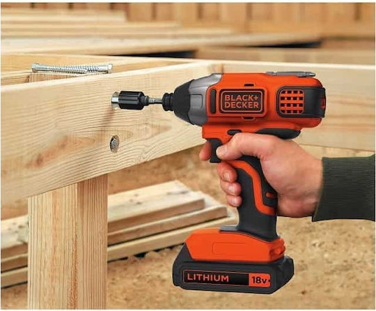 Black & Decker Σετ Κρουστικό Δραπανοκατσάβιδο & Παλμικό Κατσαβίδι 18V με 1 Μπαταρία 1.5Ah και Θήκη