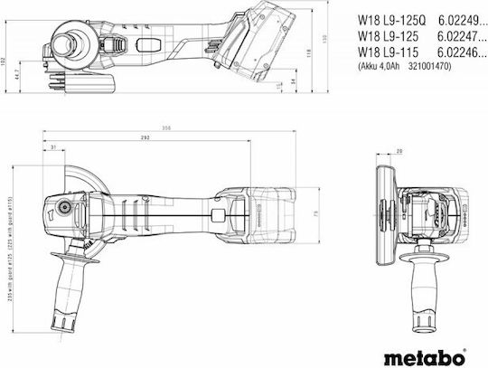 Metabo 685214000 Set Angle Wheel & Impact Drill Driver & Hammer & Jigsaw 18V with 3 Batteries 4Ah and Case