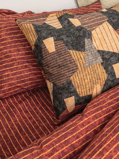 Palamaiki Sheet Set with 1 Pillowcase Super-Double 240x260cm. Fashion Life FL6160 Orange 2pcs