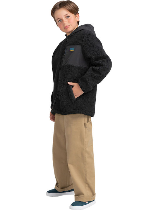 Kids Cardigan Fleece with Hood Black
