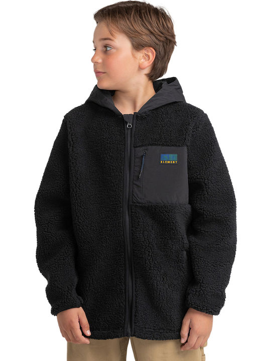 Kids Cardigan Fleece with Hood Black