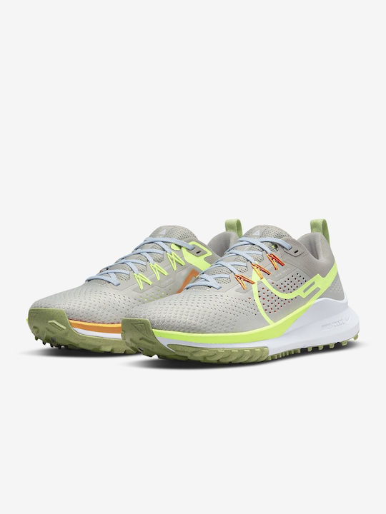 Nike React Pegasus Trail 4 Ανδρικά Αθλητικά Παπούτσια Trail Running Light Iron Ore / Cobblestone / Football Grey / Volt