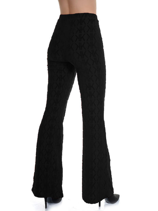 Kendall + Kylie Rise Flare Women's High Waist Wide Sweatpants Black Velvet