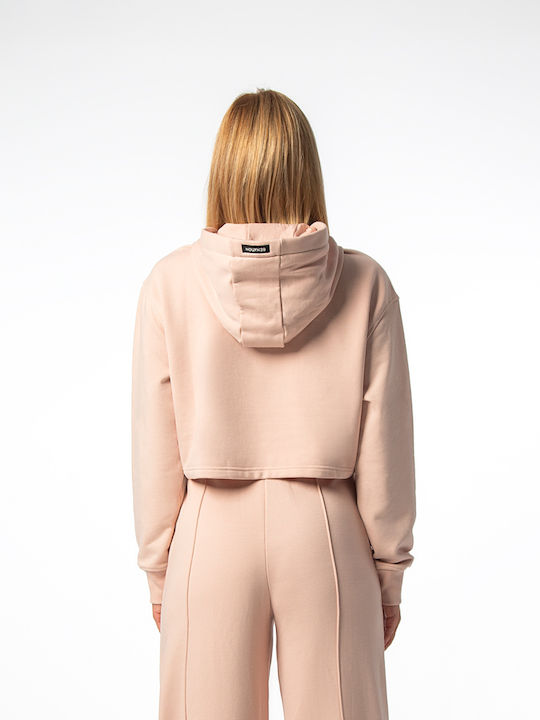 Cropped Women's Sweatshirt Hooded Beige