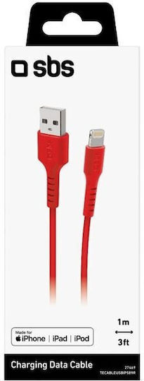 SBS USB-A to Lightning Cable Red 1m (CABLEUSBIP589R)