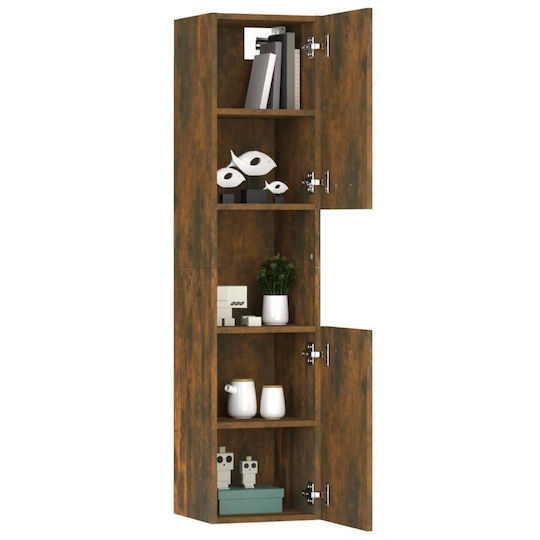 vidaXL Wall Hung Cabinet Bathroom Column Cabinet L30xD30xH130cm Oak
