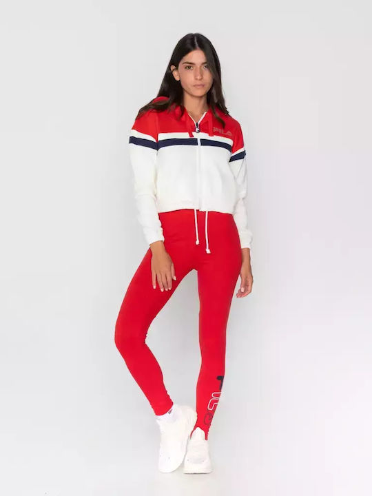 Koko Zaketa Hoodie Cropped Γυναικεία Ζακέτα Φούτερ με Κουκούλα White/Red