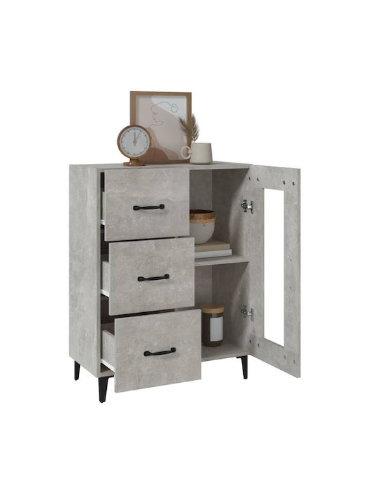 Living Room Display Cabinet made of Particle Board with Windowed Grey Concrete 69.5x34x90cm