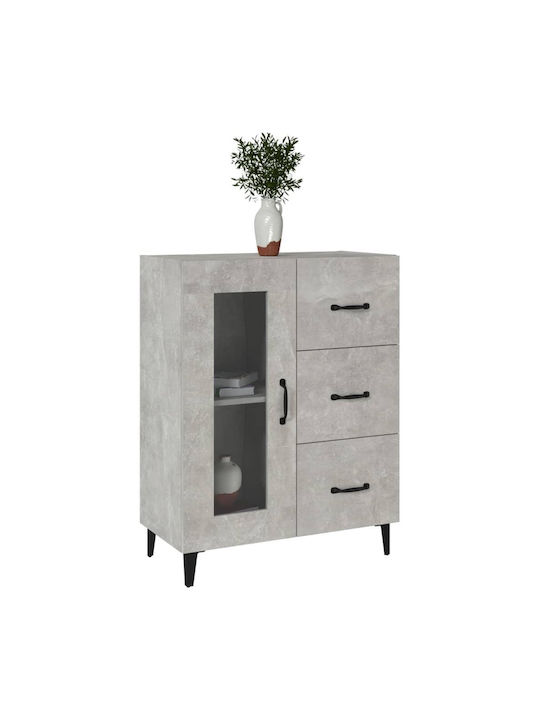 Living Room Display Cabinet made of Particle Board with Windowed Grey Concrete 69.5x34x90cm