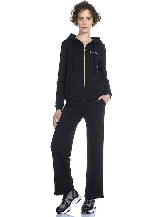 Women's Sweatshirt Jacket Hooded Black