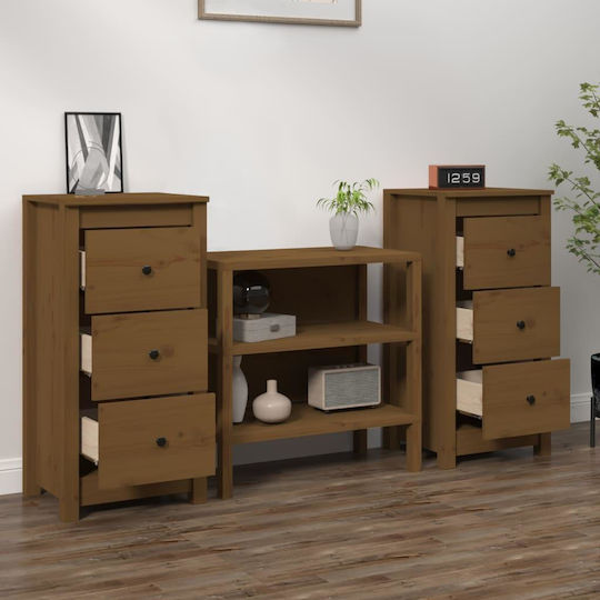 Drawers Storage Solid Wood with 2 Drawers Ink 2τμχ L40xW35xH80cm