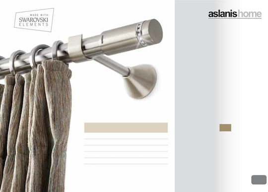 Aslanis Home Μεταλλικό Κουρτινόξυλο Lemon Μονό Φ25mm 160εκ. Νίκελ Σατινέ 111546 Lemon