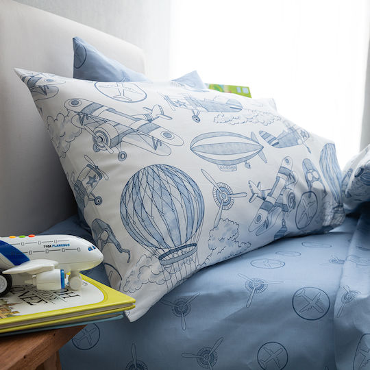 Vesta Home Set Kids Single Duvet Cover With Cotton Pillowcase Blue & Navy 170x240cm