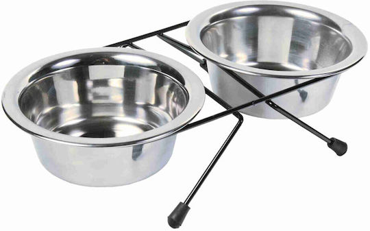 Trixie 24830 Stainless Steel Bowl Food & Water for Dog 2x 200ml in Silver Color 24830