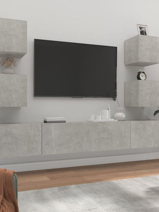 Wohnzimmer TV-Einheit Γκρι Σκυροδέματος 6τμχ L100xB30xH30cm