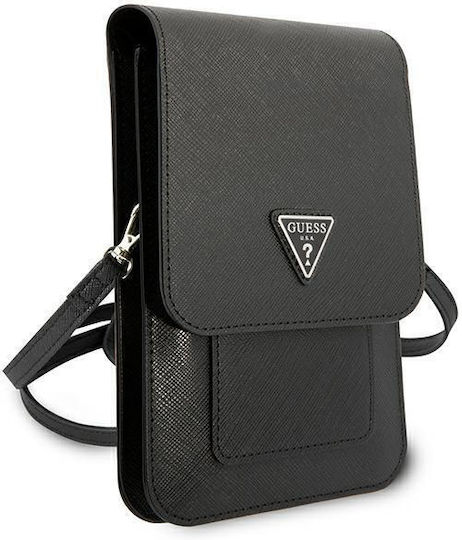 Guess Saffiano Triangle Logo Phone Bag Beutel Schwarz GUWBSATMBK