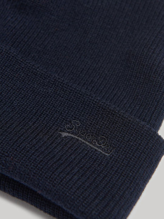VINTAGE LOGO Beanie Ανδρικός Σκούφος Πλεκτός σε Navy Μπλε χρώμα
