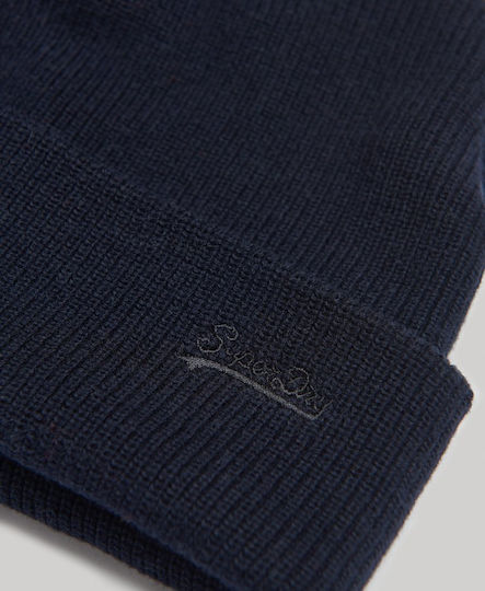 VINTAGE LOGO Beanie Ανδρικός Σκούφος Πλεκτός σε Navy Μπλε χρώμα