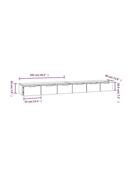 TV Stand Smoky Oak 2 pcs M102xD30xH32cm