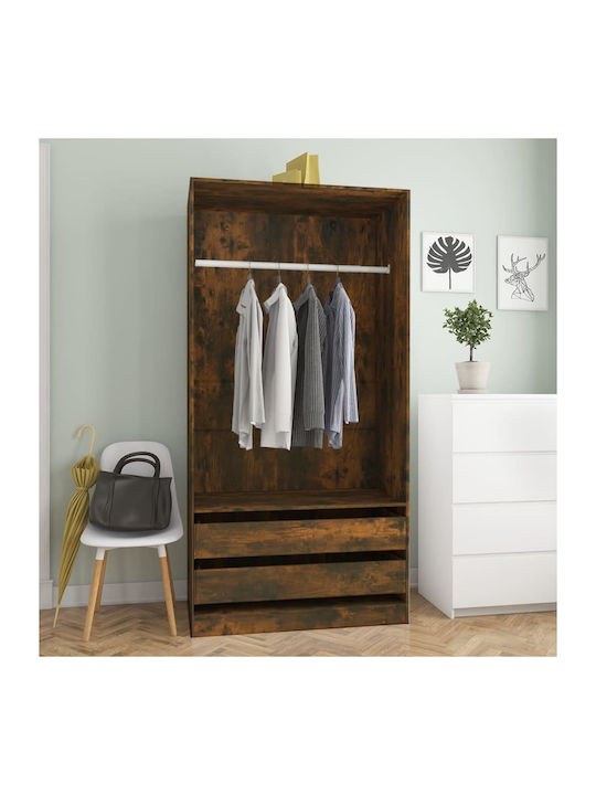 Single Door Wardrobe Καπνιστή Δρυς 100x50x200cm